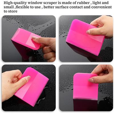 3Pcs Pink Car PPF Squeegee TPU Rubber Scraper Anti-Scratch for PPF Film Vinyl Wrap Window Tint Tool Windshield Cleaning Kit