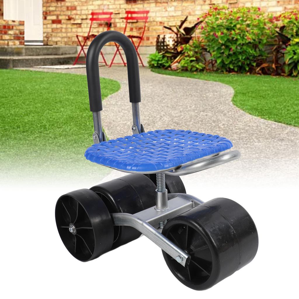 Verzinkter Stahl Rollender Gartenhocker, 360-Grad Sitz mit PP-Material für Outdoor-Nutzwagen Roller zum Pflanzen