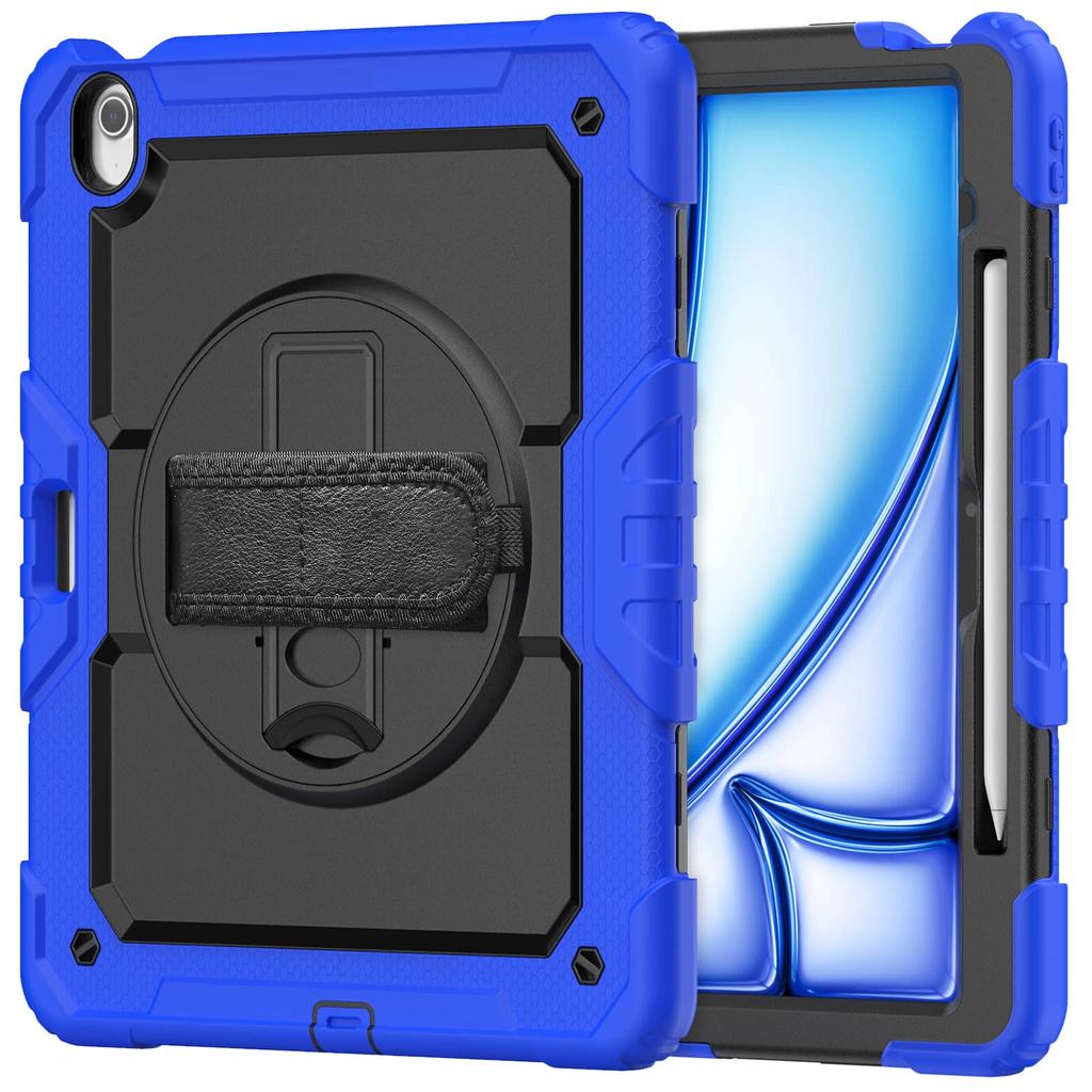 For iPad (A16) 11th Air 11 Air 13 M3 () - Heavy Duty Protective Cover with Screen Protector, Shoulder Strap & Pencil Holder