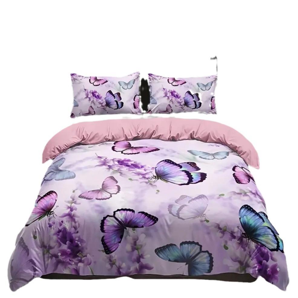 Three-Piece Butterfly Digital Printing Quilt Cover Bedding Home Textile
