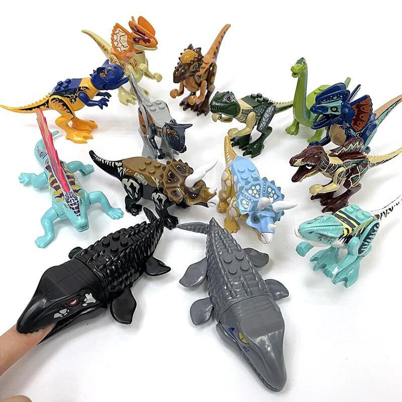 Jungle Adventure Beast Animals Tiger Bear Jurassic Park World Dinosaurs Elephant Model Building Blocks Figure Toys For Children