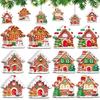Wooden Hanging Decor for Christmas 24/36Pcs Gingerbread House Ornaments, Xmas Tree with Rope, Indoor Party Decorations Ornaments Holiday New Year Home