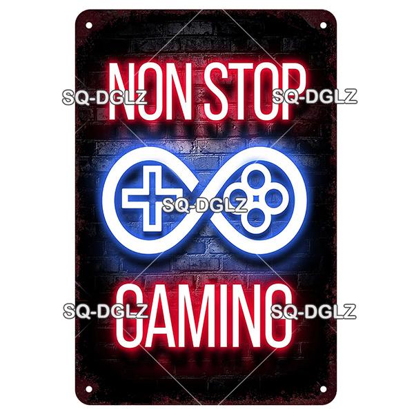 

SQDGLZ Vintage Game Zone Neon Metal Sign Tin Sign Plate Home Bar Door Wall Decor Sticker Man Cave Decoration Plaque Poster Gift 20x30cm（7.8x11.8inch）