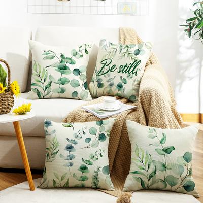 New Summer Pillow Case Eucalyptus Leaf Plant Print Pillow Decorative Sofa Bedside Backrest Pillow Case