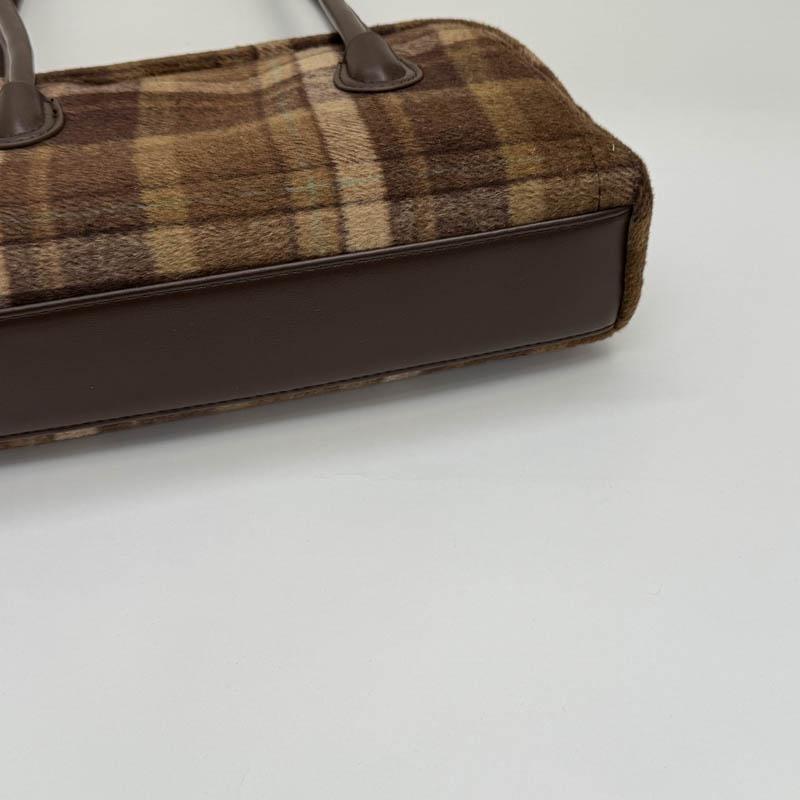 New Arrival Vintage Plaid Bowling Bag for Women Woolen Tartan Underarm Shoulder Bags Retro Soft Handbag for Daily Work