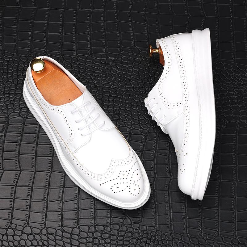 

Мужские очаровательные белые черные туфли на шнуровке на платформе повседневные балетки мужская обувь для выпускного вечера свадебного платья Zapatillas Hombre 38