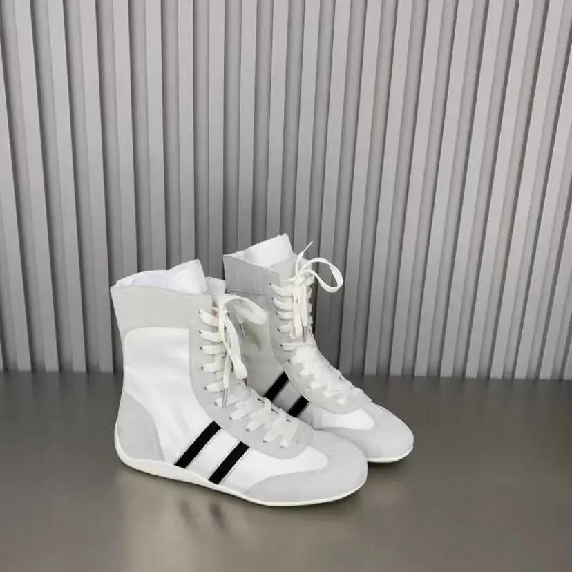 Lightweight Soft Bottom High Top Women's Dequn Shoes 2025 Summer New Style Ugly Cute Heightening Laced Color Block Sports Shoes