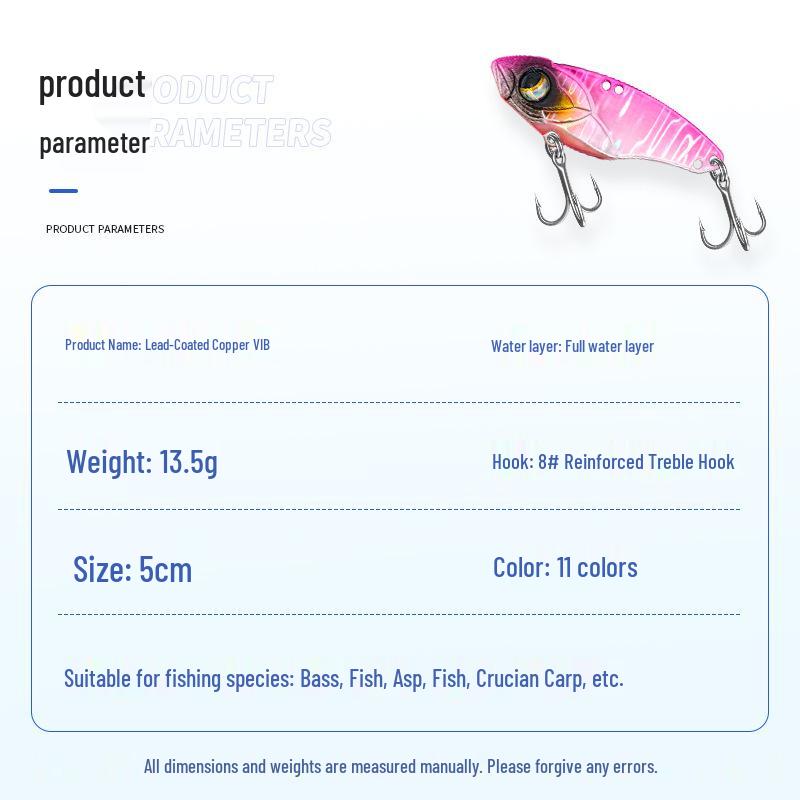 VIB Hard Bait Lure: Copper Sound, Snake Tail Lead Sinker, Long Cast, Outdoor Bionic Artificial Fishing Bait