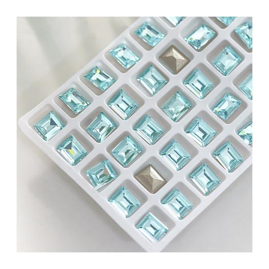 1 Pair 3D Rhinestone Nail Art Charm Light Sea Blue Geometric Faux Crystal Nail Design Jewelry DIY Crafts Nail Decoration