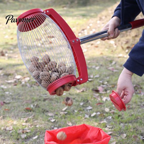 Raccoglitore di Noci Raccoglitore Appeso Manico Esteso Acciaio Inossidabile Palo Spesso Risparmio di Lavoro con Custodia Sacca Raccogli Noci Grande Rotante Giardino Noce