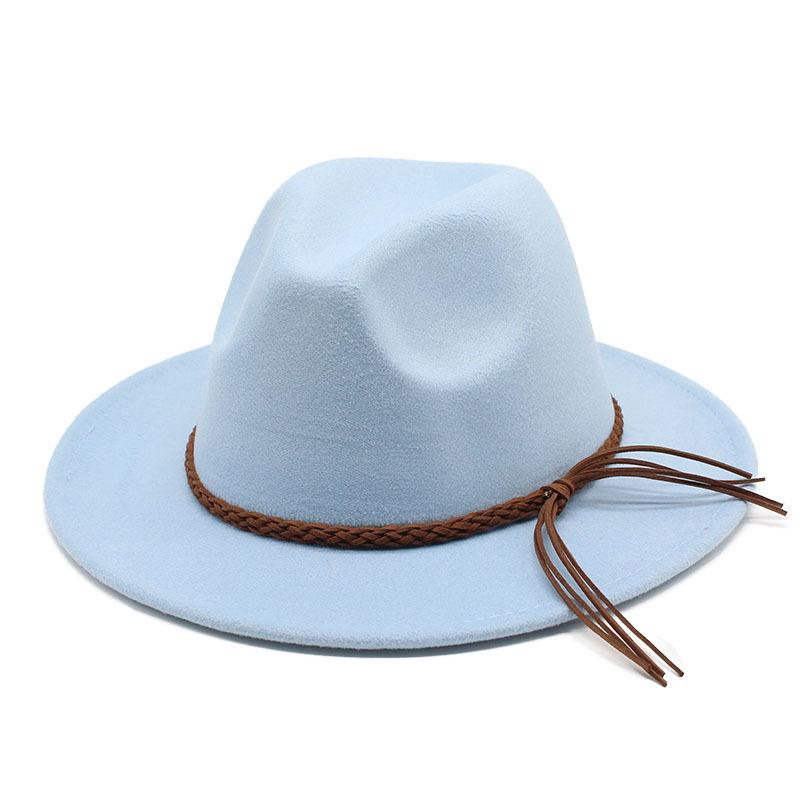 

Джазова Капелюх Сезон Британський Ретро Циліндр Жіночий Вовняний Капелюх L（58-60cm） небо синє кольору