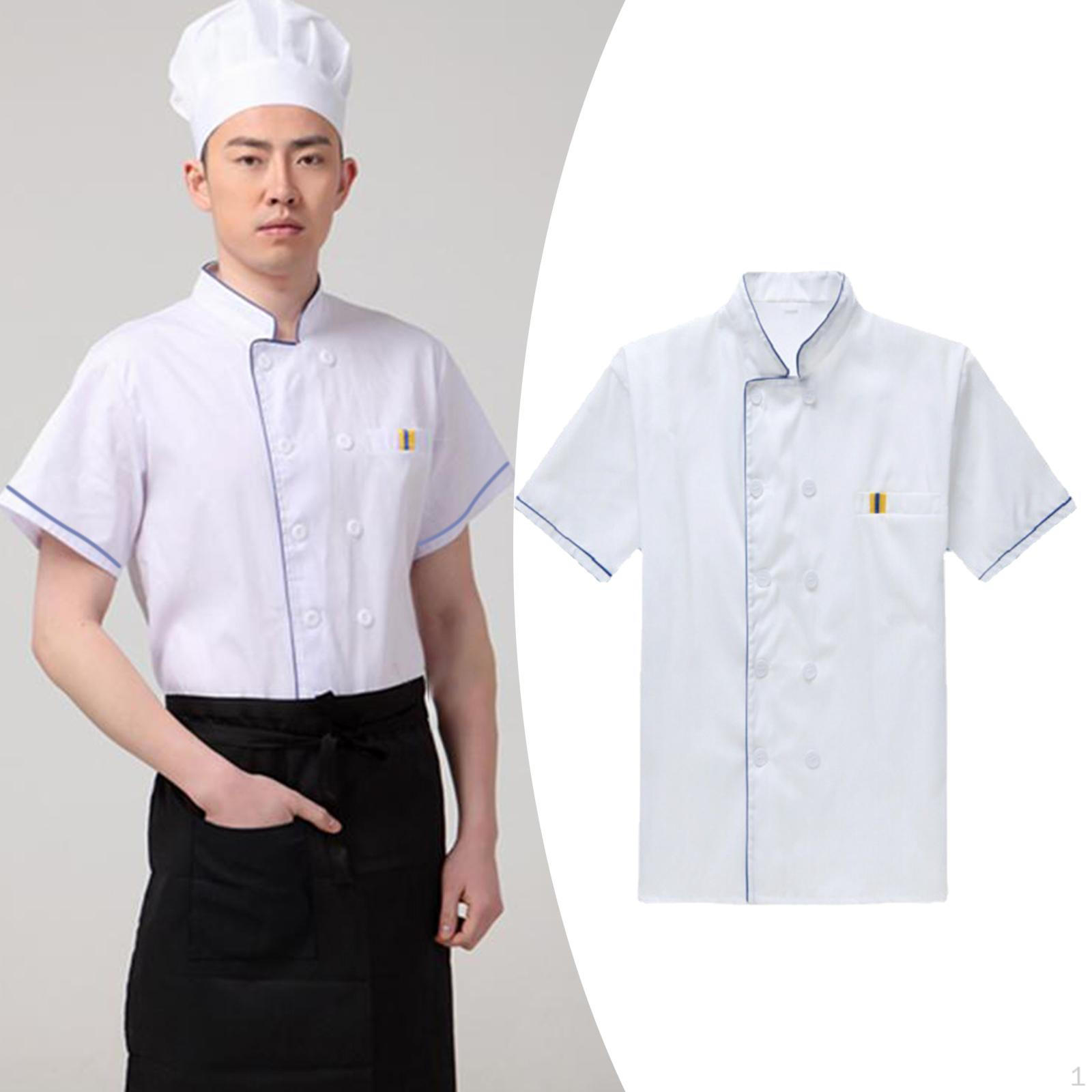 

Chef Coat, Catering Workwear Cook Uniform Lightweight Comfortable White Jacket Apparel for Barista XXL