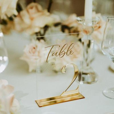 N.º 1-10 Letrero de acrílico para números de mesa de boda con soporte Letrero con números de mesa para fiesta Soportes para números de mesa de plexiglás superior