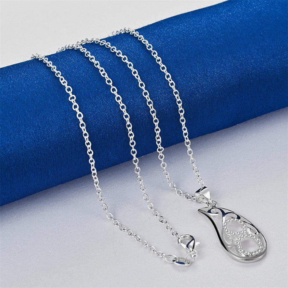 925 Sterling Silver 16-30 Inch Exquisite Water Droplet Hollow Pendant Necklace, Women's Wedding Fashion Gift Accessory Jewelry