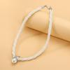 Women's Multi-layer Fried Dough Twists Collar Bone Winding Pearl Cross Short Necklace