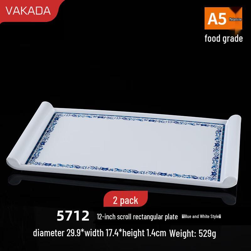VAKADA Blue and White Melamine Round Plates