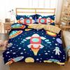 Cartoon Astronaut Duvet Cover Twin King Galaxy Bedding Set Outer Space Planet Star Quilt Cover for Kids Boys Girls Bedroom Decor
