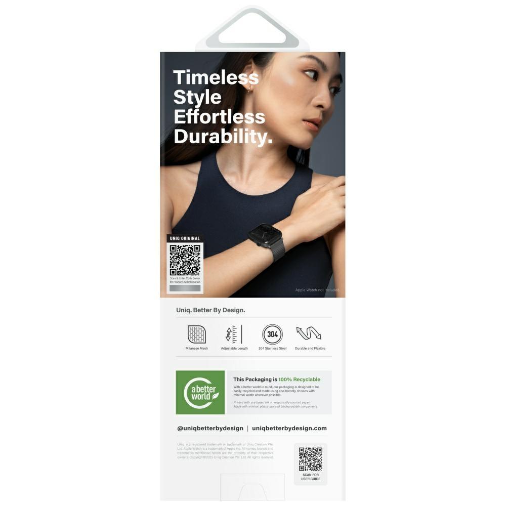 Pasek Uniq Dante Pro Do Apple Watch 42/41/40Mm Stainless Steel Grafitowy Czarny