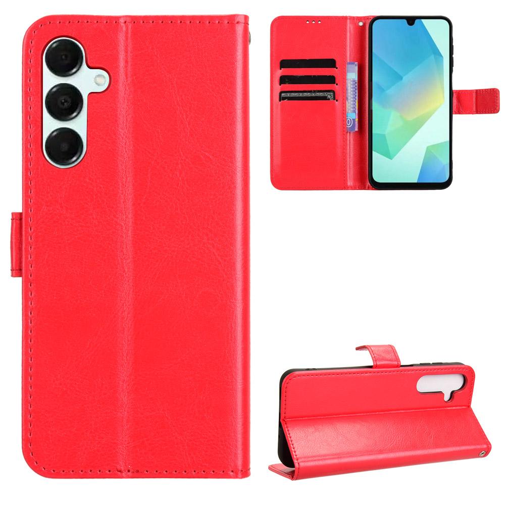 For Samsung Galaxy A17 4G/Galaxy A16 5G/Galaxy A16 4G/Galaxy A26 5G/Galaxy A17 5G PU Leather Case with Strap Crazy Horse Texture Phone Wallet Cover