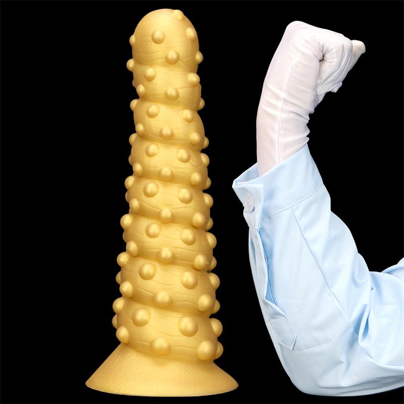 Golden Silicone Giant Suction Cup Large Anal Plug Oversized Threaded Rear Anal Plug Octopus Pull Bead Anal Expander