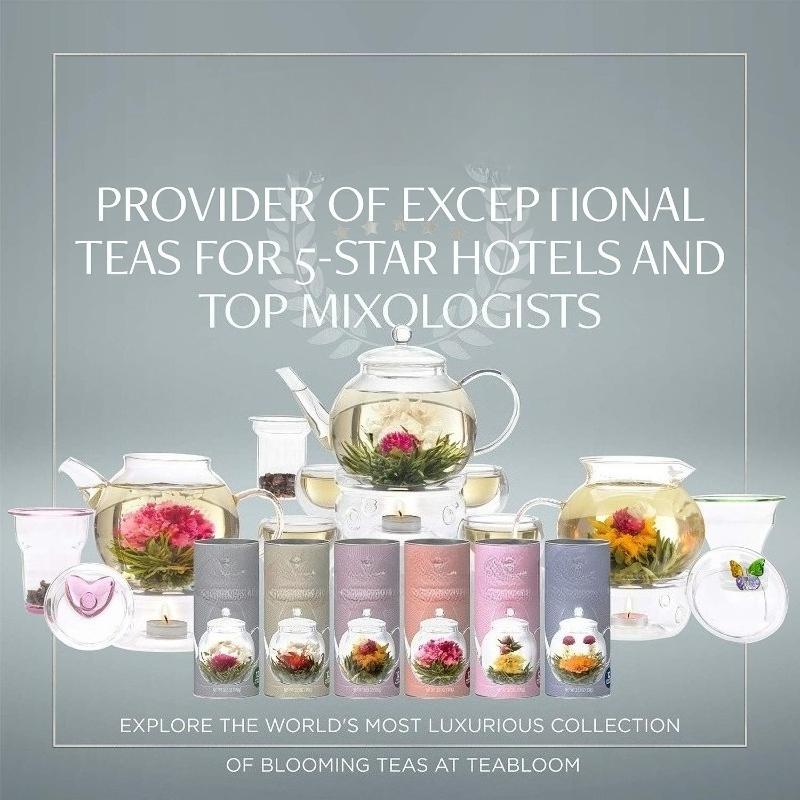 Complete Tea Set – Glass Teapot (40 Oz), Loose Tea Glass Infuser, 4 Insulated Glass Teacups, Tea Warmer, and 12 Flowering