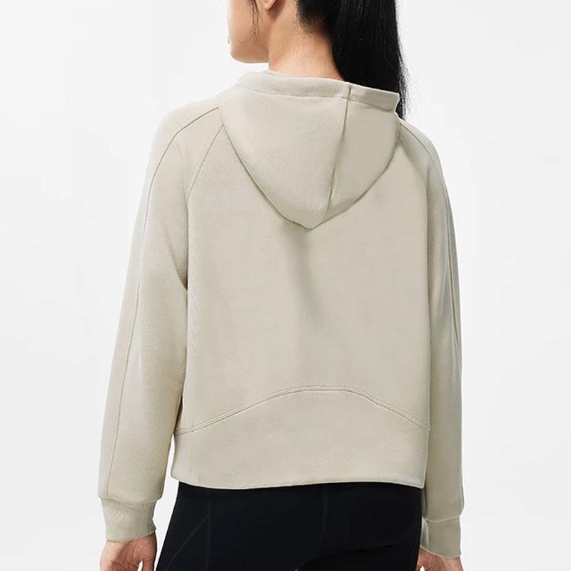 Li Ning Fitness Series Einfarbig Locker Geschnittenes Kapuzensweatshirt Damen Sweatshirt Foam-Khaki AWDT524-2