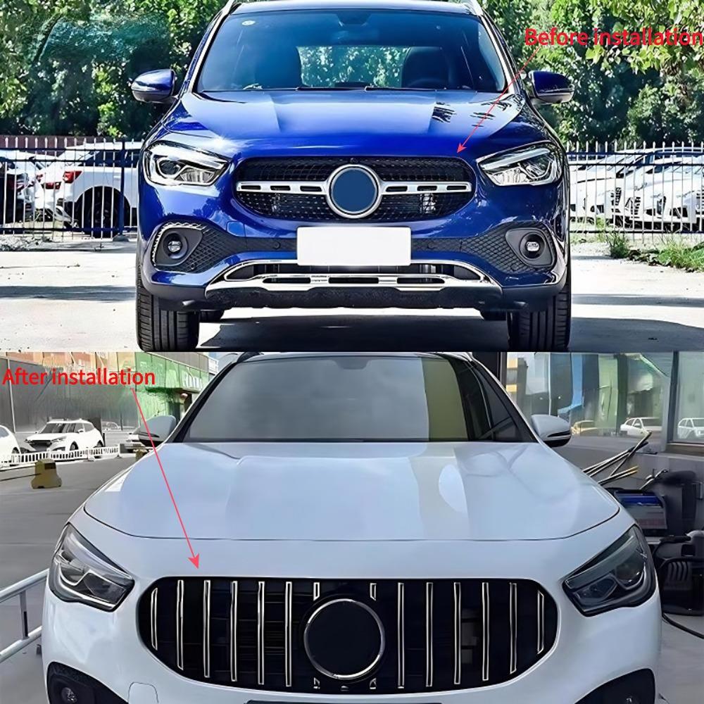 GTR Style Panamericana Grille for Mercedes GLA Class H247 2020-2025 Front Bumper Grill ABS Gloss Black AMG Line Car Accessories