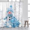 Christmas Shower Curtains Cute Snowman Santa Claus Xmas Tree Winter Town Street Landscape Bath Curtain Home Bathroom Decor Set