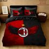 Ac Milan Pattern Bedding Quilt Set Quilt Cover Pillowcase Home Birthday Gift(1 * Duvet Cover + 2 * Pillowcase, Without Core)
