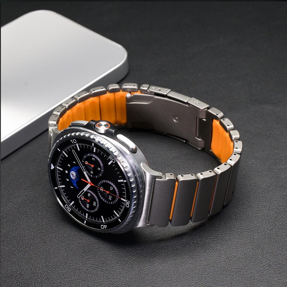 Titanium Band for Samsung Galaxy Watch 8 Calssic 46mm 8 44mm 40mm Metal Rubber Strap for Galaxy Watch Ultra 2025 Luxury Bracelet