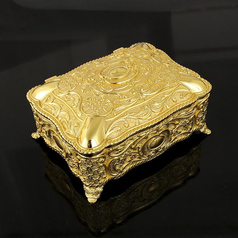 Creative European Shell Flower Metal Square Home Jewelry Box High-end Birthday Wedding Gift Box Storage Box