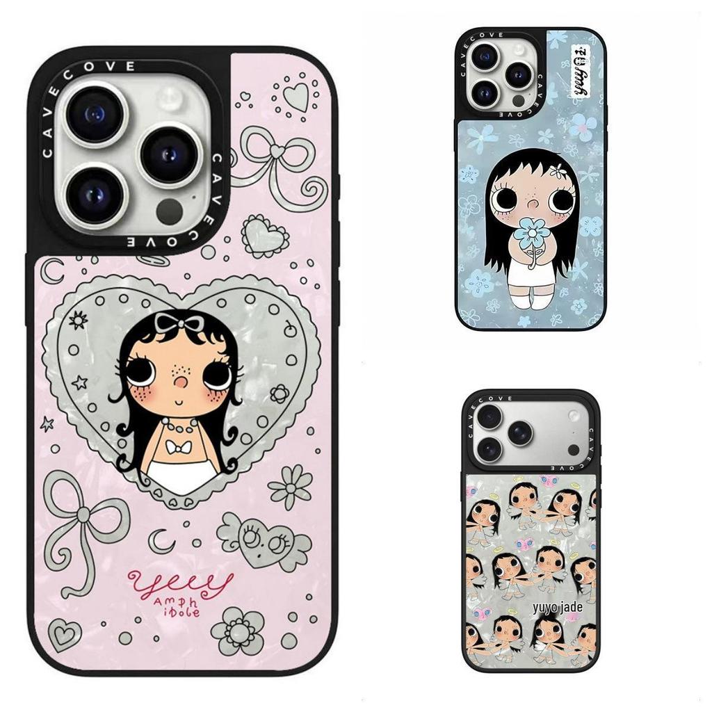 New Jade Green Cute Girl iPhone 17 Pro Max Case, Suitable for Apple 16 Pro and 15, Mother-of-Pearl Design