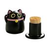 Black Fortune Cat Toothpick Holder Large Capacity Dust-Proof Covered Toothpick Storage Box Kitchen Toothpick Dispenser Container with Lid