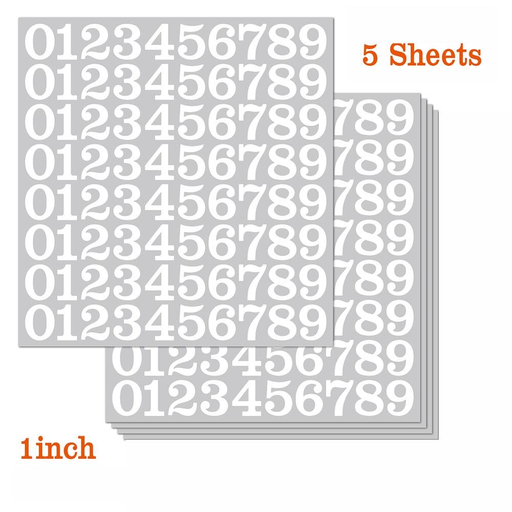 5 Sheets Arabic Number Stickers 1 Inch Number Stickers Waterproof Vinyl Self-adhesive Removable Office Home Cup Decoration Lable