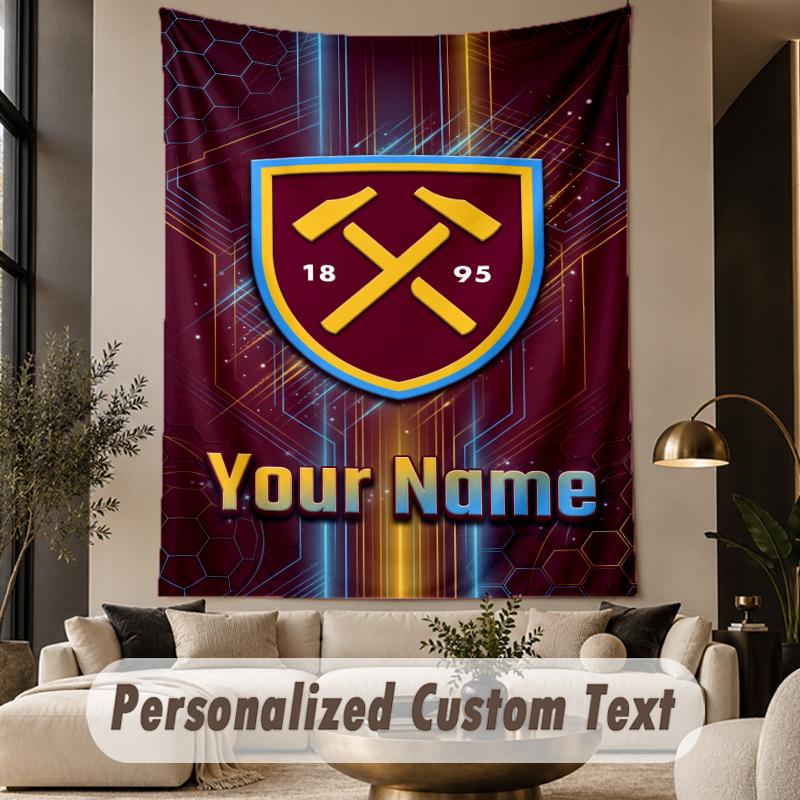 Custom Text Tapestry West Ham United FC Print Wall Tapestry Indoor Living Room Wall Decor