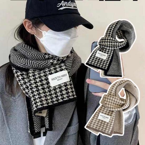 Winter Warm Herringbone Check Muffler Scarf