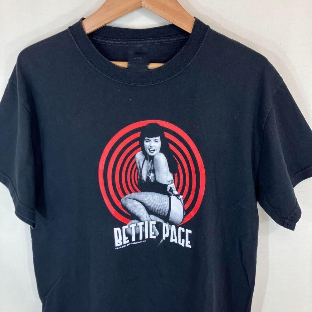 Bettie Page T-Shirt Vintage Black Cotton Short Sleeve All size S-345XL HRL51 Unisex T-Shirt M