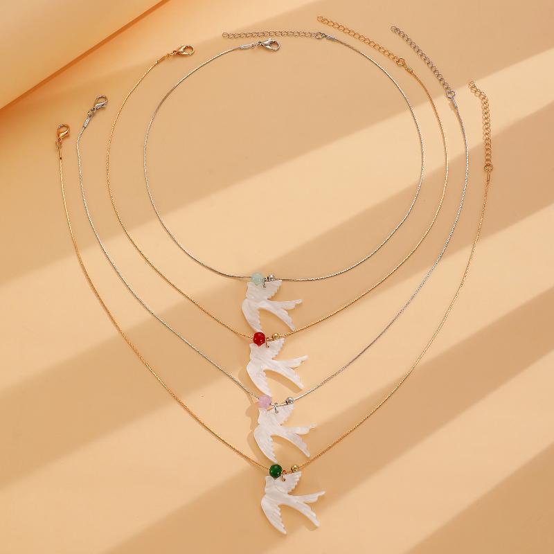 Squisita Collana Colomba della Pace in Ceramica Bianca per Donna Ciondolo Colomba Vintage Catena Maglione Accessori Gioielli da Festa Regalo
