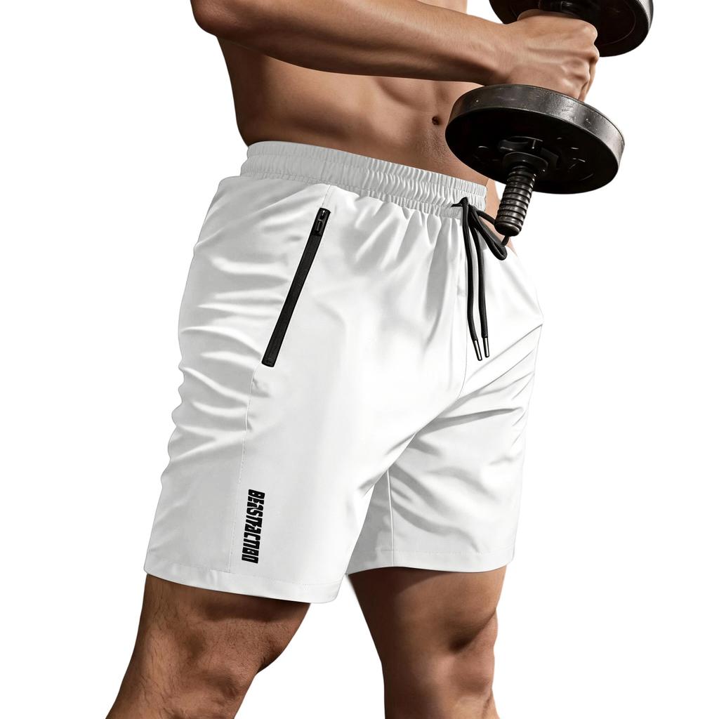 Men's Lightweight Quick Dry Athletic Shorts with Zippered Pockets Elastic Waistband Breathable Fabric for Gym Running Outdoor Sports