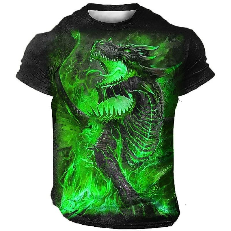 Men's Animal Dragon Graphic T shirt Vintage 3D Print Short Sleeve Crew Neck