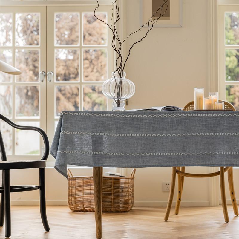 Poliester Żakardowy Wiele Linii Splotu Biały Geometryczny Prostokąt Obrus na Stół Jadalny Pokrowiec na Stolik Kawowy