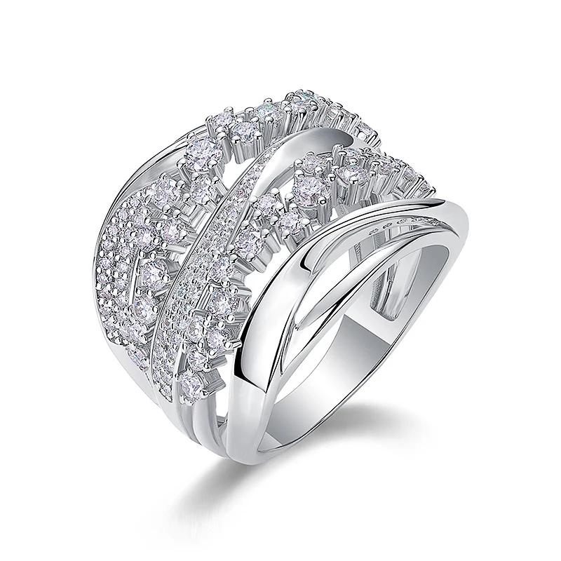Sparkling Cubic Zirconia Wedding Rings Women Delicate Brilliant Finger Accessories Charming Exquisite Jewelry for Party