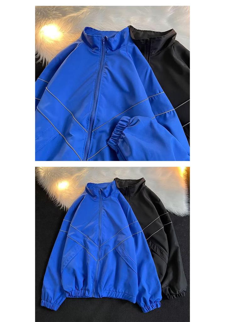 2023 Reflective Solid Color Unisex Windbreaker Jacket - Functional and Fashionable