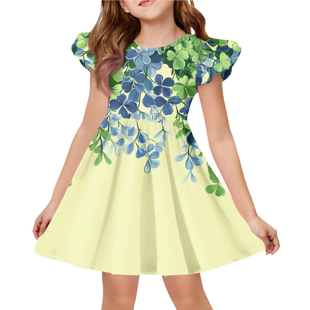 Letnia Sukienka Księżniczki dla Dziewczynek - Sukienka T-shirtowa o Kroju A. dzień Patryka