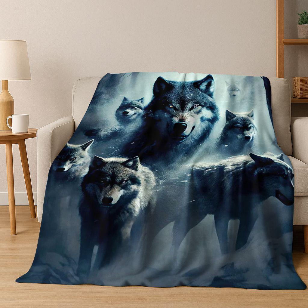 Norse Mythology Fenrir Wolf Beast Cartoon Flannel Blanket,Cozy Soft Throw Blanket for Home Bedroom Bed Sofa Picnic Cover Kids