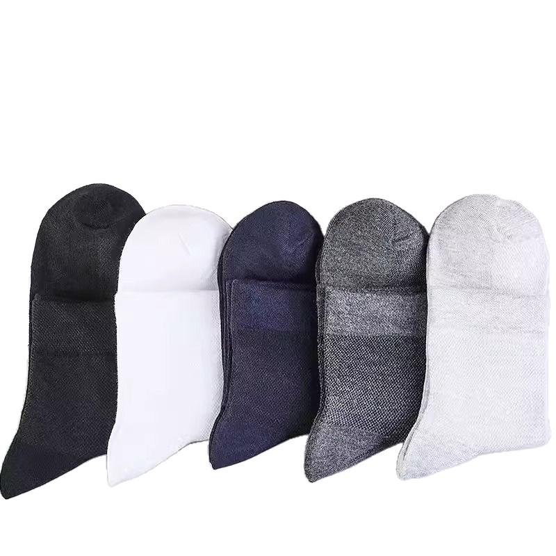 

10 пар мужских сетчатых носков средней длины, ультратонкие, дезодорирующие, влагоотводящие, дышащие носки, деловые повседневные мужские длинные носки, трендовые 5 Pairs