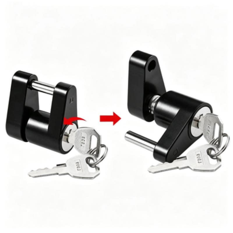 Wofan 1/4 Inch Trailer Coupler Lock, Cast Steel RV Truck Connector Lock