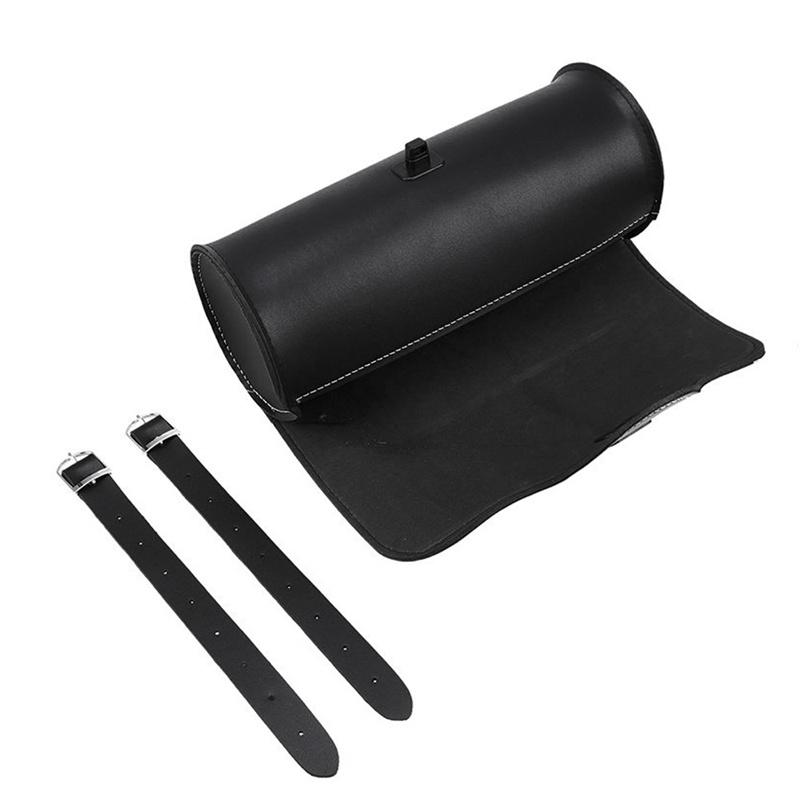 Nová univerzální PU kůže na motocyklu přední vidlice Taška na nářadí Úložný prostor Brašna na sedlovou brašnu Černá