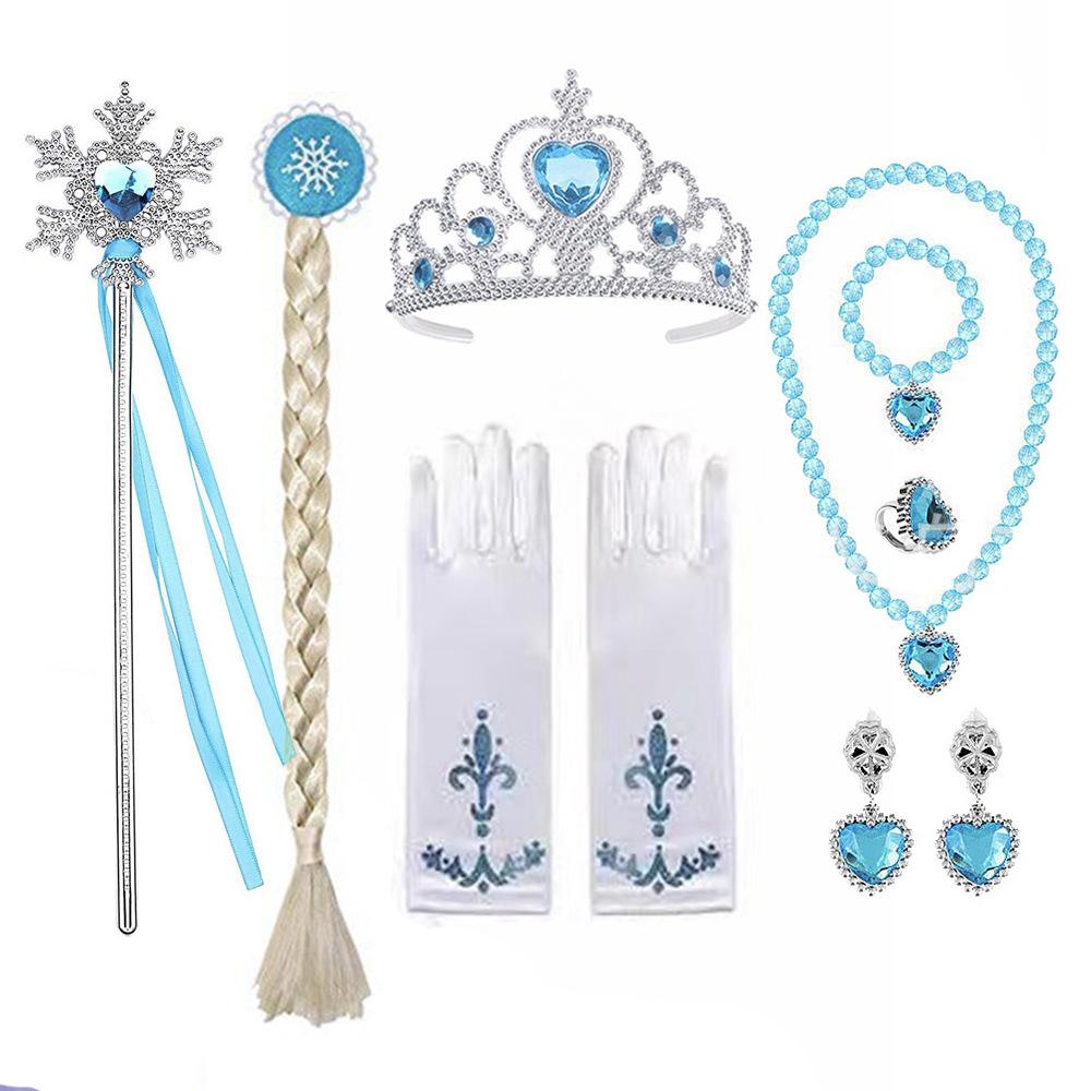 Children'S Accessories Set Love Snowflake Crown Magic Wand Princess Necklace Gloves