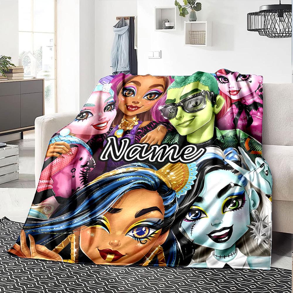 Customizable Monster High Draculaura2 Throw Blanket – Personalized Name, All-Season Cozy Snug Blanket, Machine Washable, Personalized Blanket